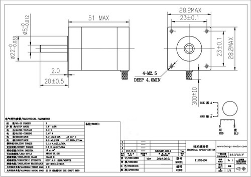 1PC Nema11 Stepper Motor 1.8 degree, 0.12 N.m, 4 wires, 0.67A 11HS5406 CNC KIT - Picture 3 of 5