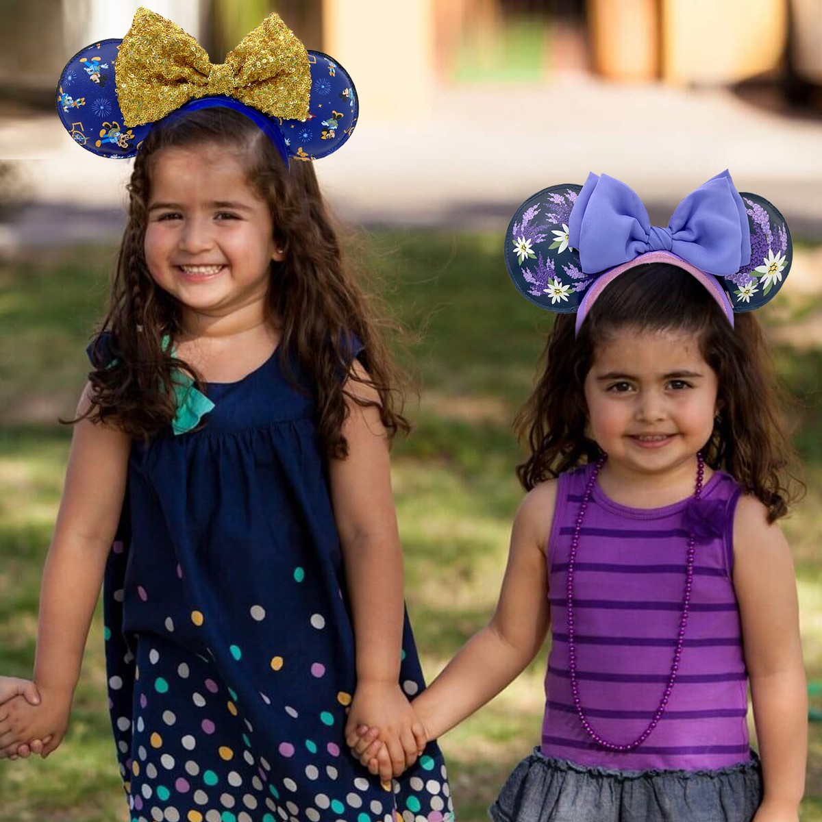 Loungefly Gold Sequin Minnie Ear Headband with Navy Bow Disney- Parks 50th Gold Sequin Bow Loungefly Minnie Mickey  main image 3