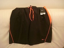 NEW WT MEN'S SMALL NIKE SWIM SHORTS TRUNKS BLACK ORANGE NESS4371 SU14923 632