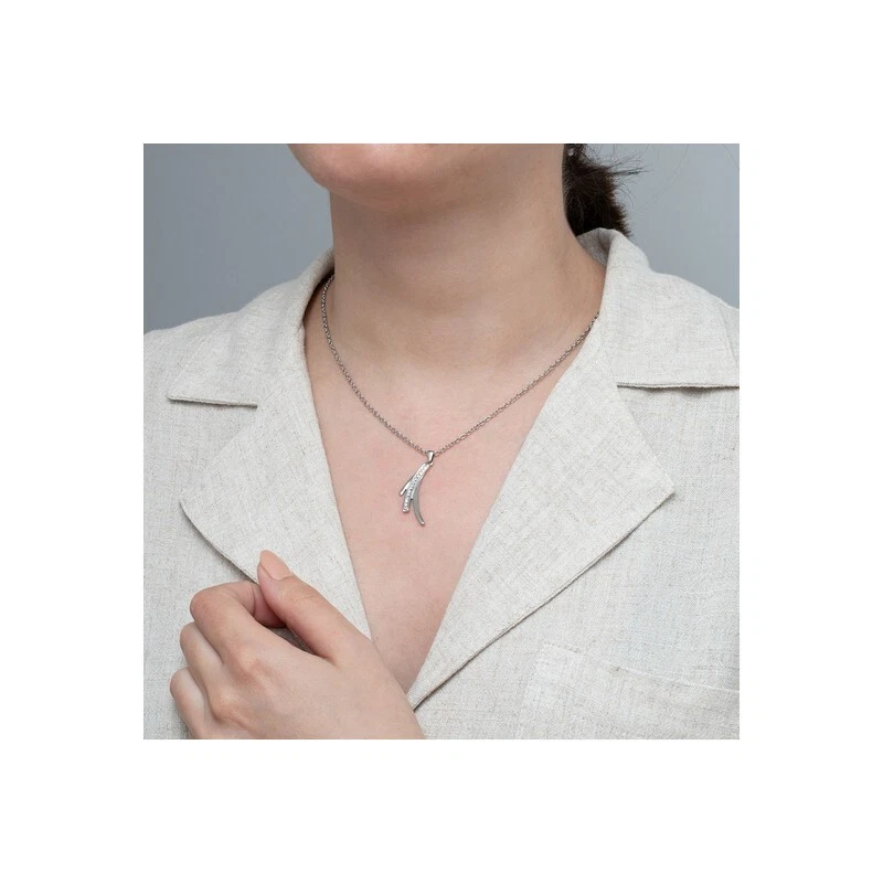 Collana Donna Lotus Style LS1949/1/1 in Acciaio Con Pendente Tre Strisce - Immagine 2 di 3