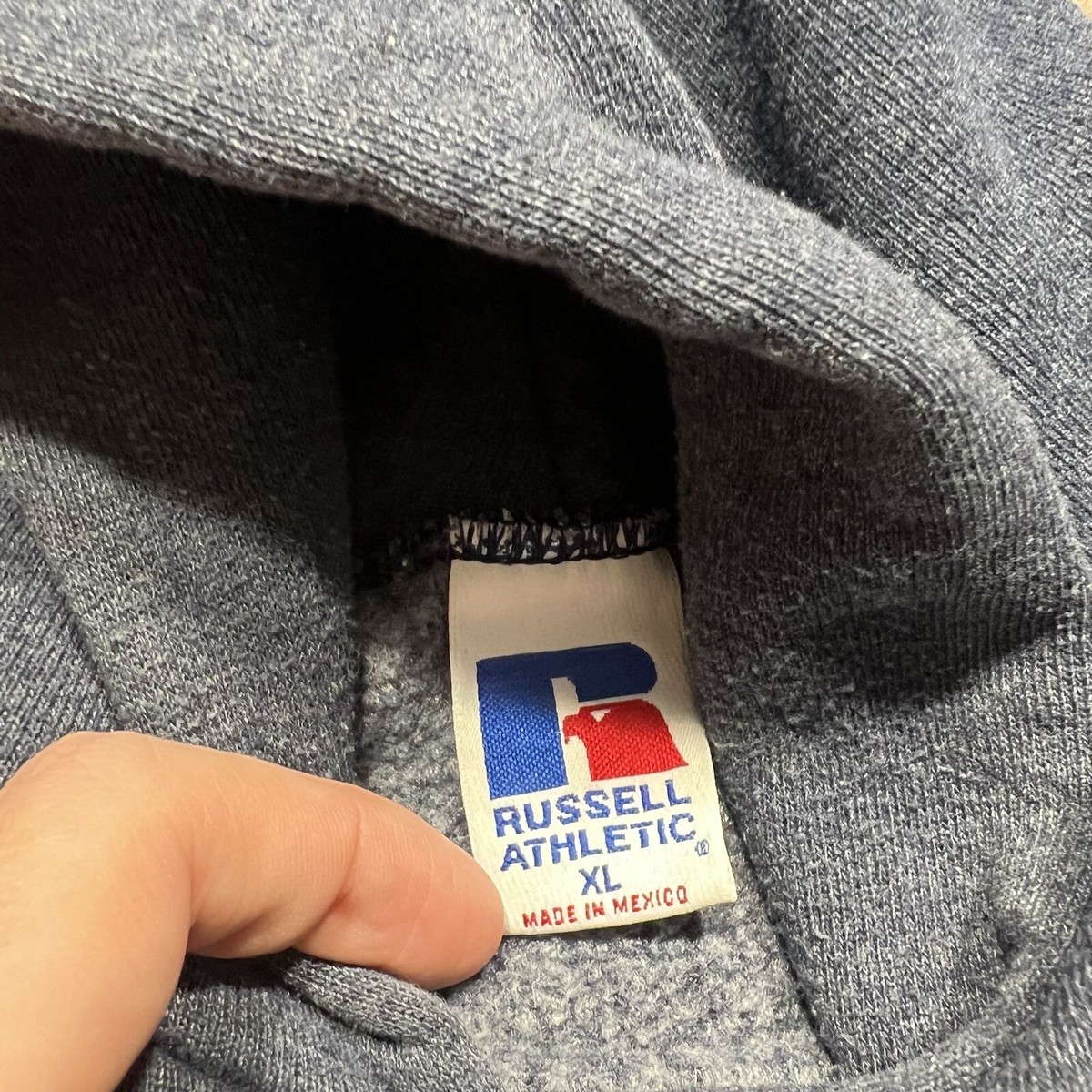 Vintage Russell Athletic Hoodie Mens XL Dark Blue Gray Blank 