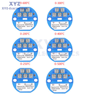 DC24V RTD PT100 Sensor 0-400/500/600  to Output 0-10V Temperature Transmitter