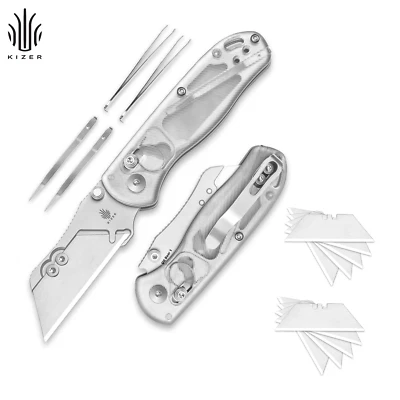 Kizer Uti BEAR 1 Dual-screw Utility Folding Pocket Knife Acrylic Handle V3619JA5