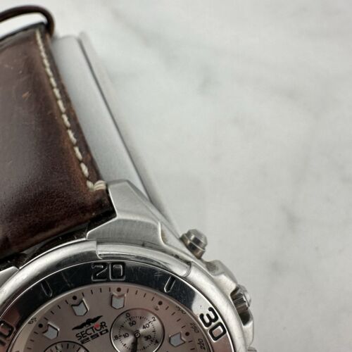 Sector 250 Chrono Alarm Sapphire Crystal Leather Brown Men's Watch, New Battery - Picture 5 of 17