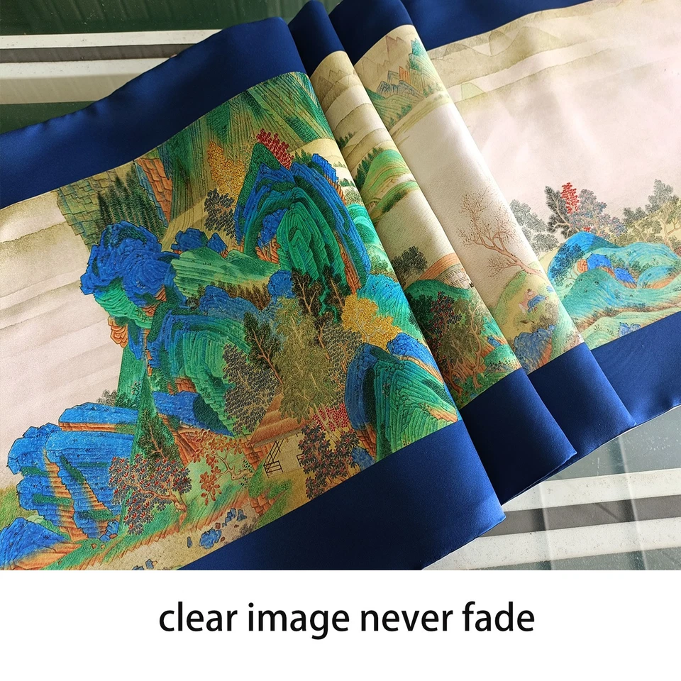 Double-Layer Satin Table Runner with Tassel Chinese Decor Farewell at Xunyang - Image 4 of 4