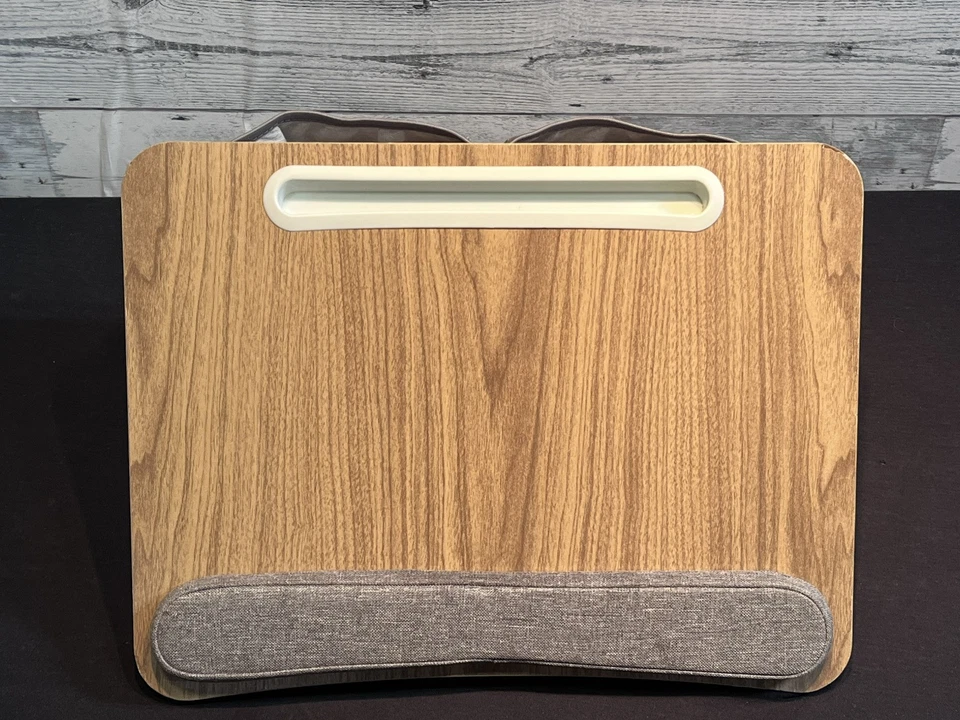 lap desk wood grain top and gray pillow bottom and wrist rest - Image 2 of 4
