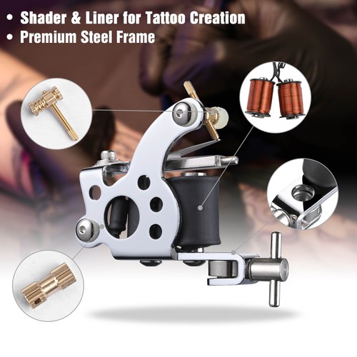 Complete Tattoo Starter Kit 4 Machine 40 Ink Power Supply Needle Grip Tip Case - Picture 4 of 12