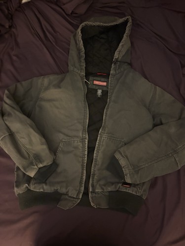 Craftsman Black Hooded Work Jacket Quilted Lining Size M