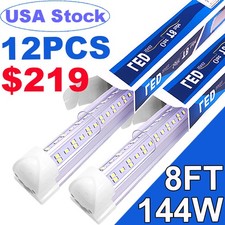 T8 8FT LED Tube Light Bulbs Integrate 8' 4 Row V Shaped LED Shop Garage Fixture