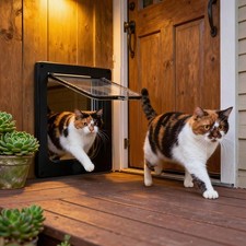 Cat Door 4 Way Locking Flap Weatherproof Reinforced ABS Frame Pet Door