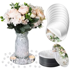 50 Pcs 6 Inch Acrylic Round Mirrors Trays Wedding Centerpieces for Tables Non...
