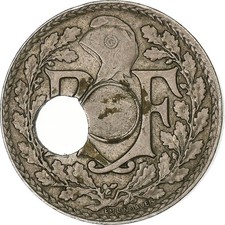 [#136450] France, 10 Centimes, Lindauer, 1921, Paris, Off-center hole, Cupronic,