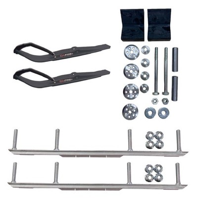 C&A Pro Black Razor Snowmobile Skis w/ 9'' Shaper Bars Complete Kit Arctic Cat