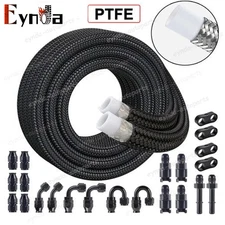 10/20FT 6AN 3/8" E85 PTFE LS Swap EFI Fuel Line Fitting Nylon Braided Fuel Kit