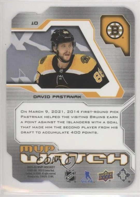 2021-22 Upper Deck MVP Colors and Contours /250 David Pastrnak #10 - Image 2 of 2