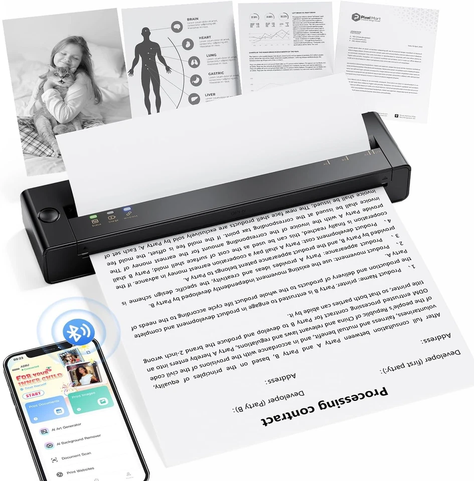 Phomemo A4 Portable Thermal Printer Wireless Bluetooth Mobile IOS Android PC lot - Image 1 of 4