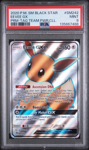 2020 POKEMON SM PROMO TAG TEAM POWERS COLLECTION #SM242 EEVEE GX PSA 9