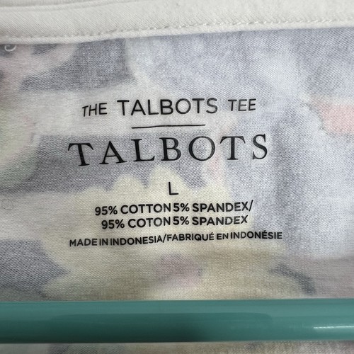 The Talbots Tee Shirt Top Size L 3/4 Sleeve Floral Stripe Cotton Spandex Large - 第 3/6 張圖片