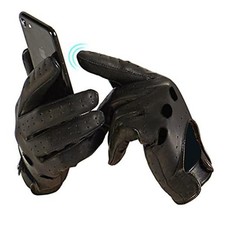 Mens Lambskin Leather Driving Gloves GM026 Medium 8.5-9" Black touchscreen