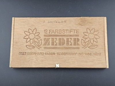 Vintage Eberhard Faber Zeder 12 Farbstifte W. Germany mit Holzbox B6