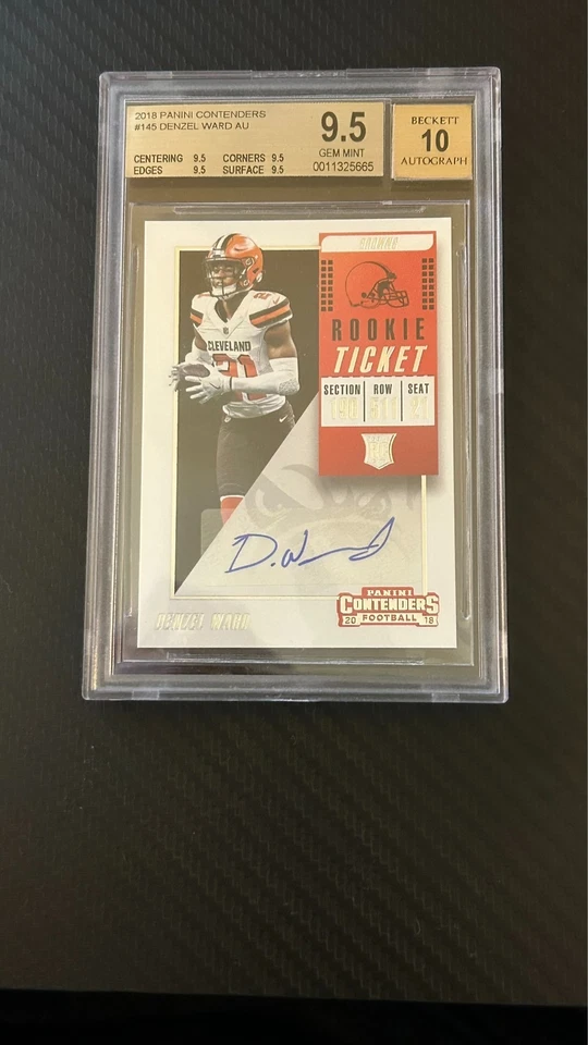 2018 Panini Contenders Rookie Ticket Auto 10 Denzel Ward #145 BGS 9.5 GEM MINT - Image 2 of 4