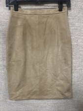 Women  s Vintage Leather Suede Tan Pencil Skirt Size 5/6
