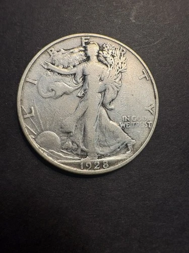1928 S LIBERTY WALKING SILVER HALF DOLLAR NICE FINE COIN,  Combined Shipping