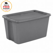 Sterilite 30 Gallon XL Storage Bin Plastic Container Gray Snap-On Lid Heavy Duty