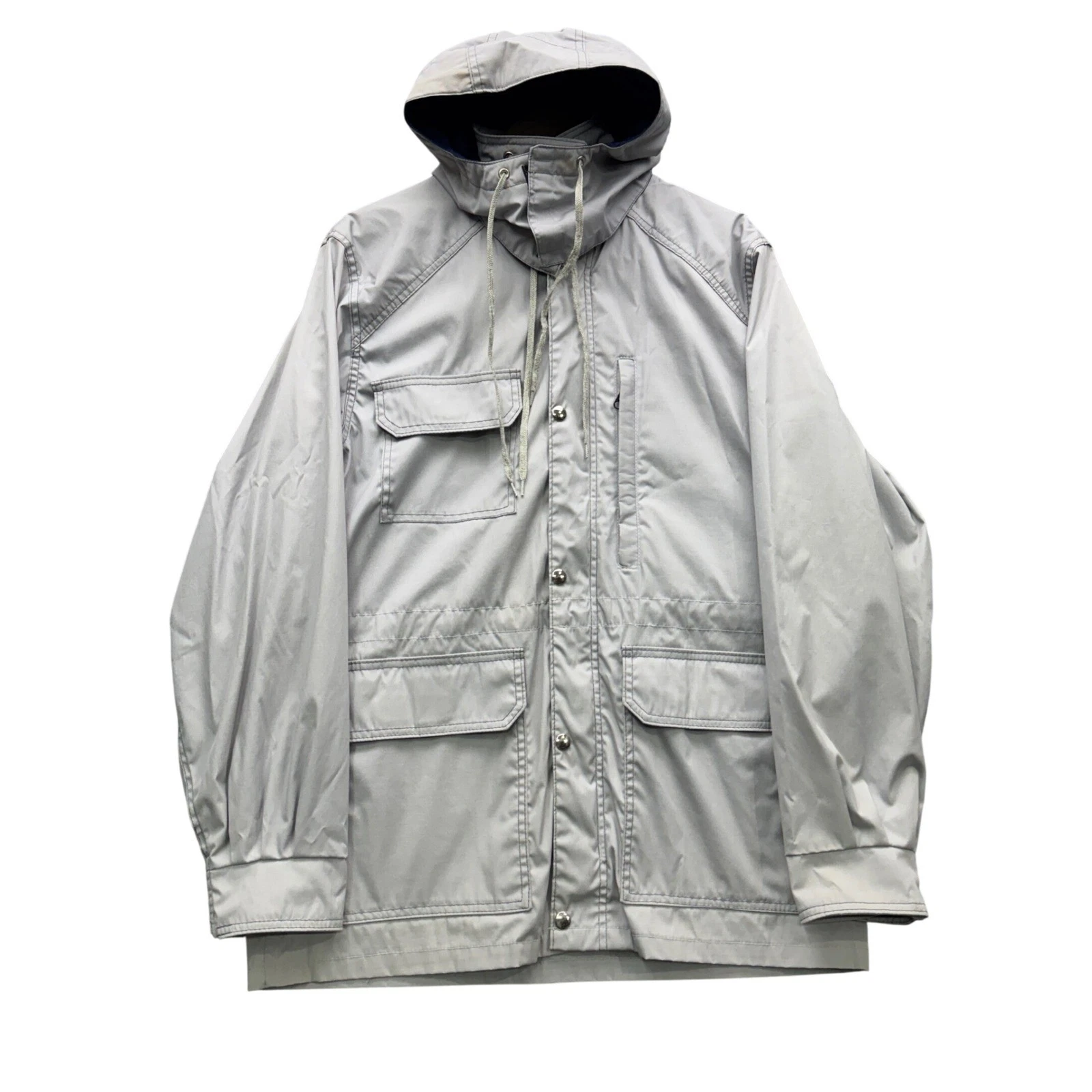Because It's There Storm Shed Jacket Mens Medium Gray Hooded Outdoor Vintage