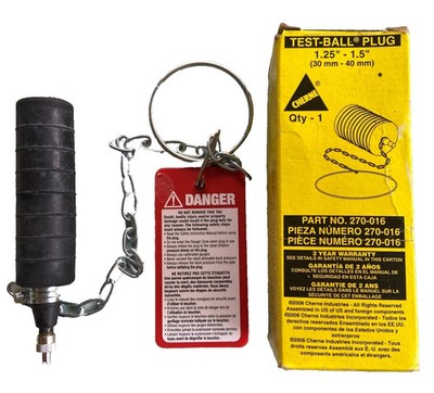 Cherne Test-Ball Plug 1.25  - 1.5  270-016 New NIB 2008 Made USA Pneumatic