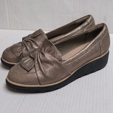 Clarks Sharon Dasher Suede Slip On Loafers Pewter Size 7W