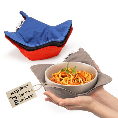Soup Bowl Holders for Hot Food - Microwave Bowl Cozy Holders - Set of 4 Machi...