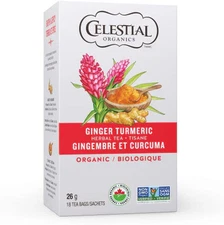Celestial Seasonings Ginger & Turmeric Organic Herbal Tea, 18 Tea Bags, 1 Box
