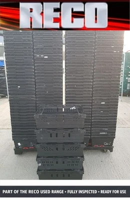 20 x USED BLACK 60x40x16cm BALE ARM TRAY STACKING BOX CRATE SUPERMARKETS SHOP - Image 1 of 2
