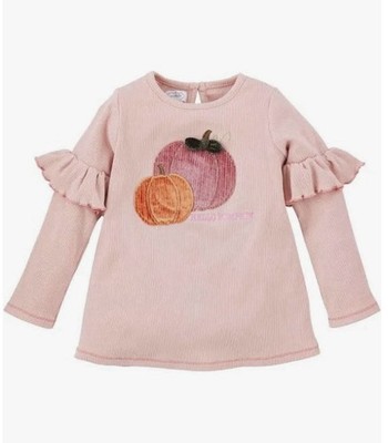 Mud Pie Little Girls Pink Pumpkin Patch Appliquéd Tunic Top Size L 4T-5T