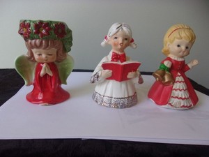 3 Vintage Lefton Christmas Angels/Candleholder