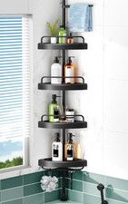 HAMITOR Corner Shower Caddy Tension Pole 4 Tier Shampoo Storage Organizer for...