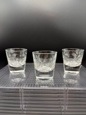 Vintage Etched Susquehanna Six-Point Star shot glass - Set of Three