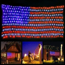 HYH American Flag Lights with 420 Super Bright LEDs Waterproof Led Net Light of