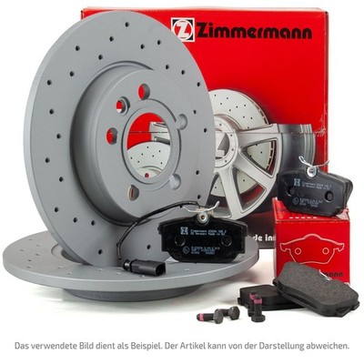 Zimmermann SPORT Bremsscheiben + Beläge + Sensor für BMW F40 F45/46 X1 X2 hinten