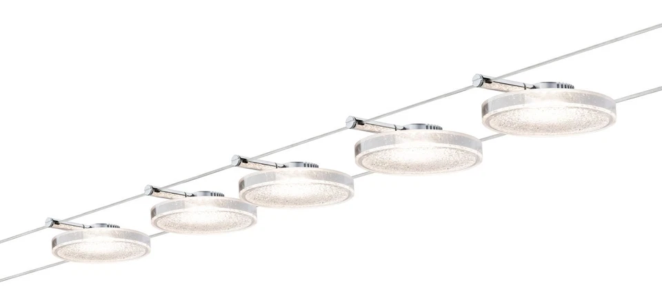 Paulmann Seilsystem warmweiß DiscLED 2 Set 5x4W Spots 5meter Seil-Set Chrom matt - Bild 2 von 3