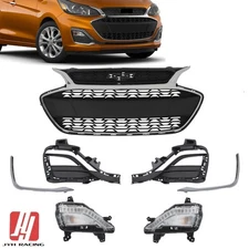 Fits Chevrolet Spark 2019-2022 Front Upper Grille&LED Fog Light DRL W/Cover&Trim