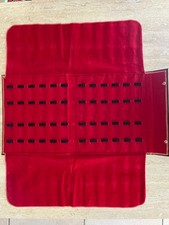 Excellent Condition Leather Look Holder for 24 Straight Razors Red Felt Inside
