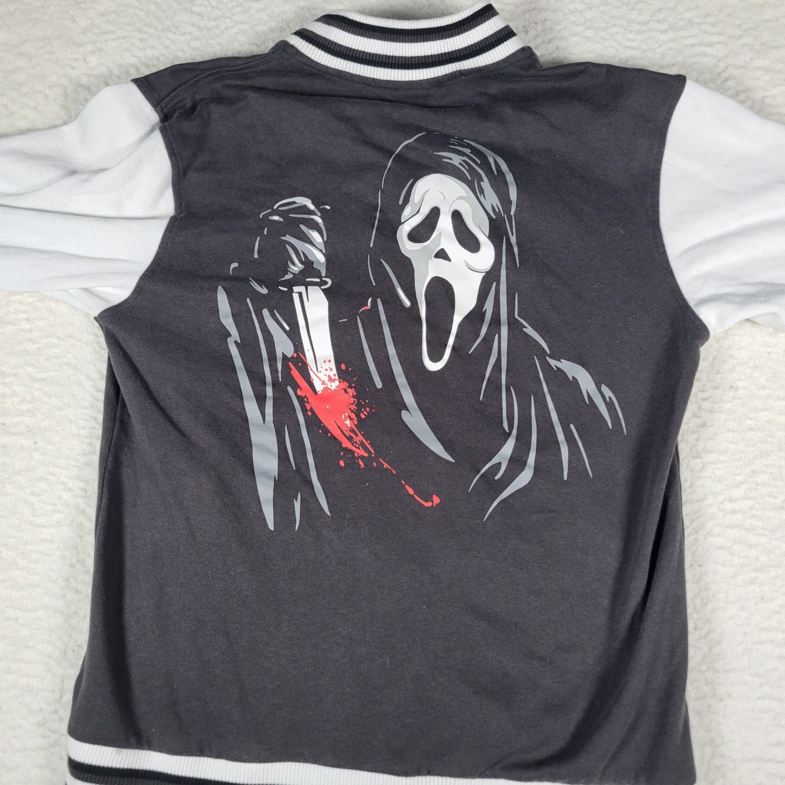 Ghostface Scream Varsity Jacket Mens Small Grey White 96 Graphic Slasher Horror - second product detail image