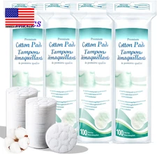 Premium Cotton Rounds for Face, 400 Count Makeup Remover Pads,100% Pure & Natura