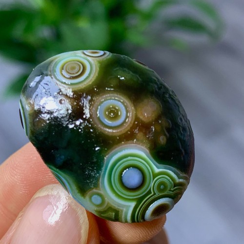 12G Natural green gobi agate eye crystal Circular pattern mineral healing