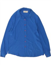 VINTAGE Damen Shirt Bluse IT 47 XL Blau DT03