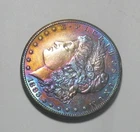 1883 CC  Morgan Silver Dollar Rare Rainbow Toning ** BEAUTIFUL RARE CARSON !!