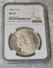 1881 O MORGAN 90% SILVER $1 DOLLAR NGC CERTIFIED MS 62 MS62 NEW ORLEANS US COIN