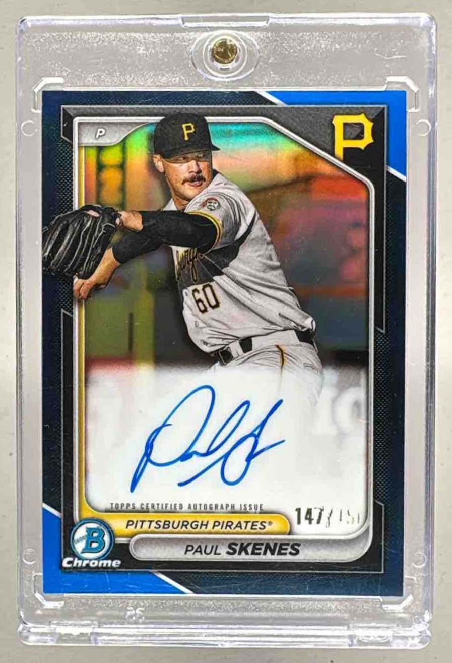 Paul Skenes 2024 Bowman Chrome #CPA-PS Blue Refractor Auto 147/150